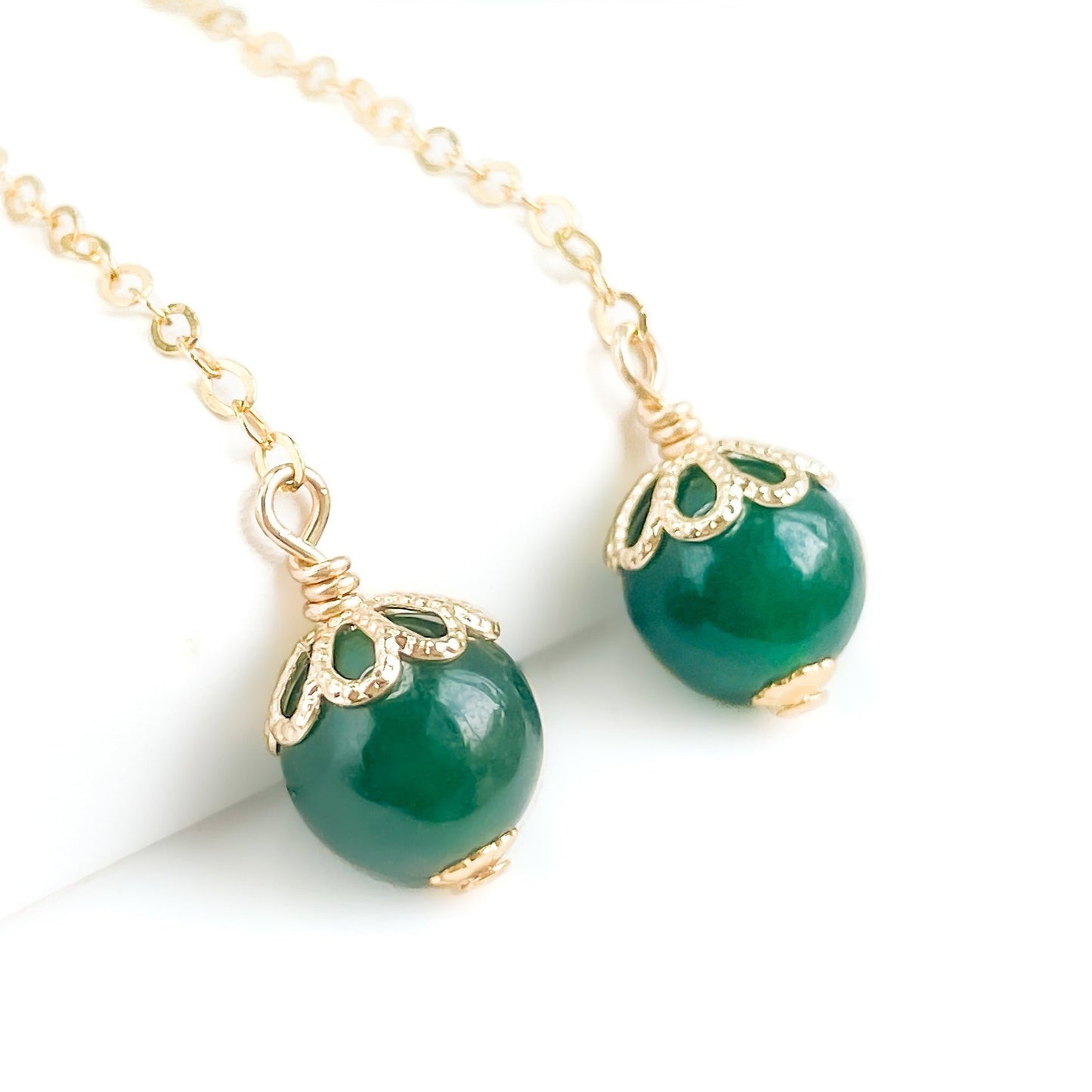 Jade Long Dangle Earrings