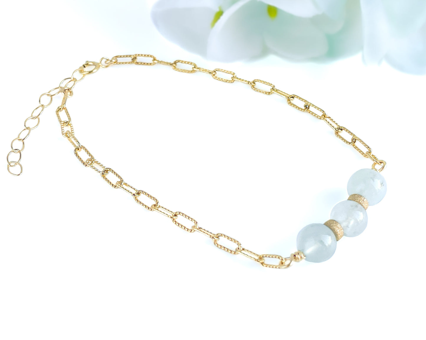 Aquamarine Beaded Gold Bracelet