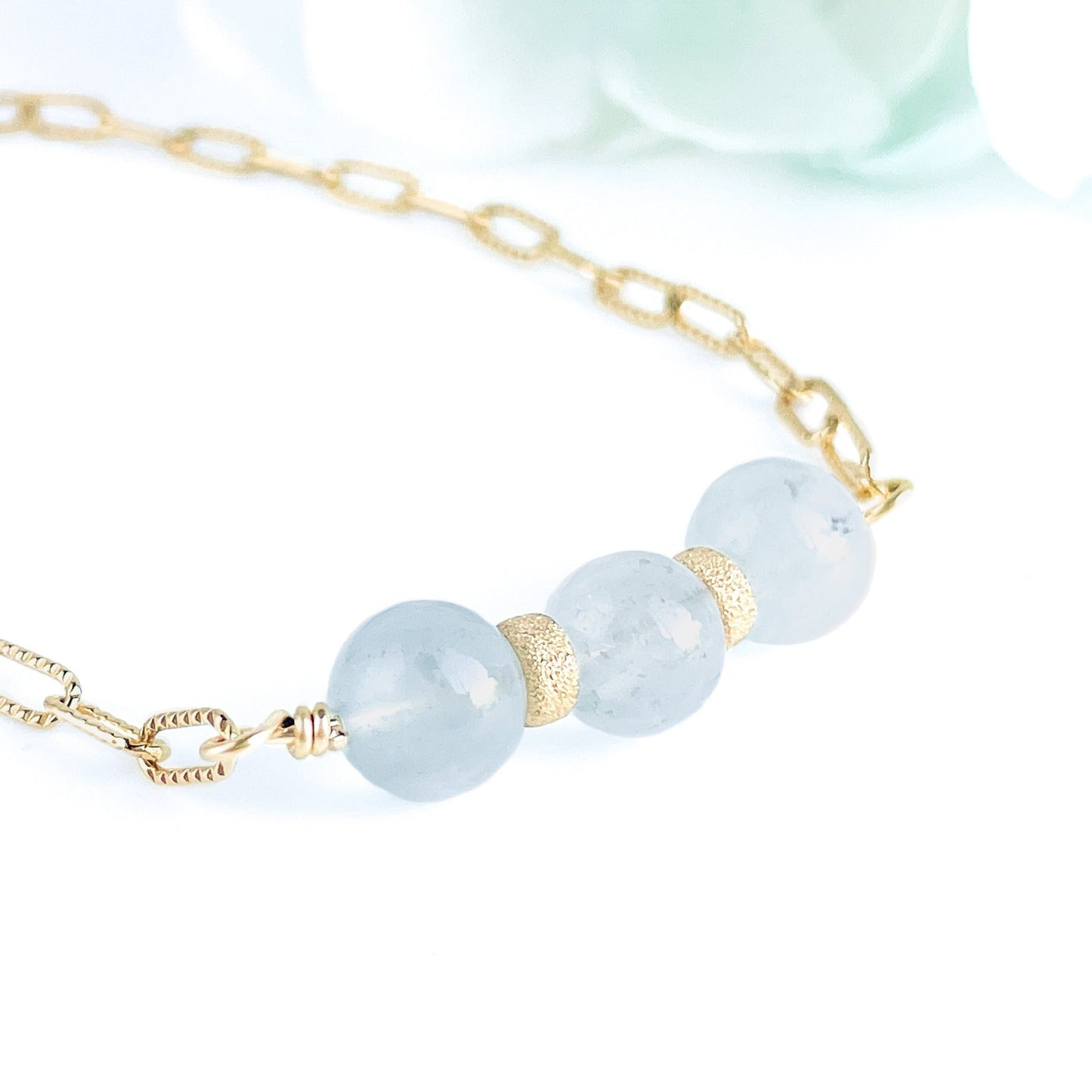 Aquamarine Beaded Gold Bracelet