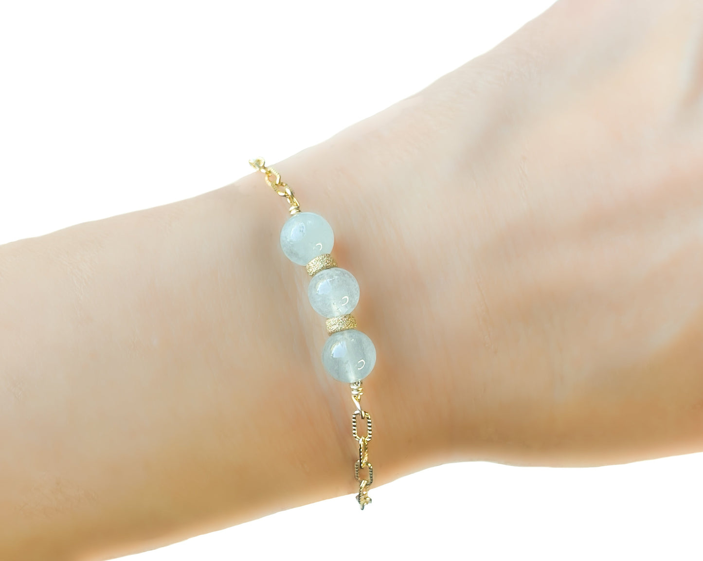 Aquamarine Beaded Gold Bracelet