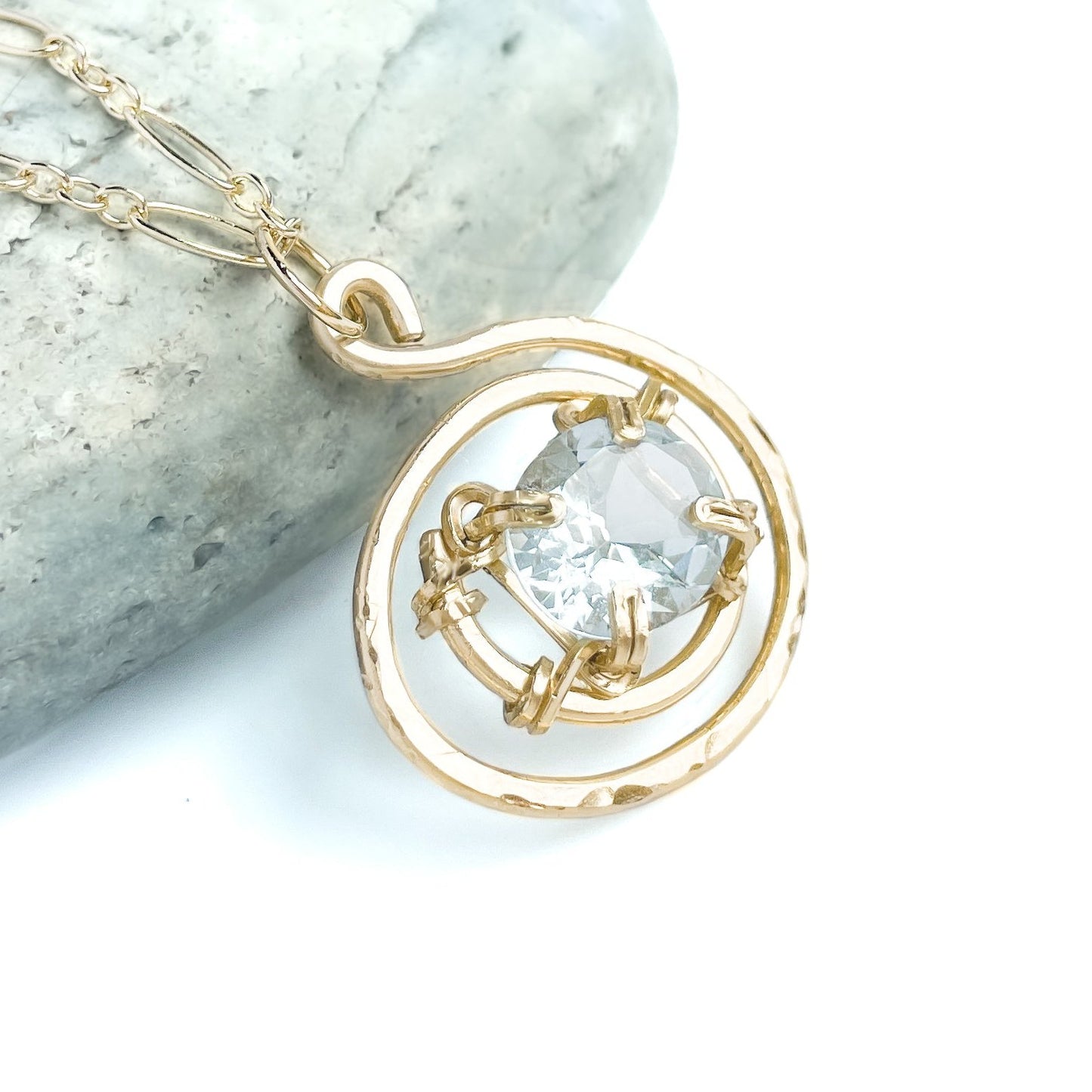 Aquamarine Swirl Pendant Necklace