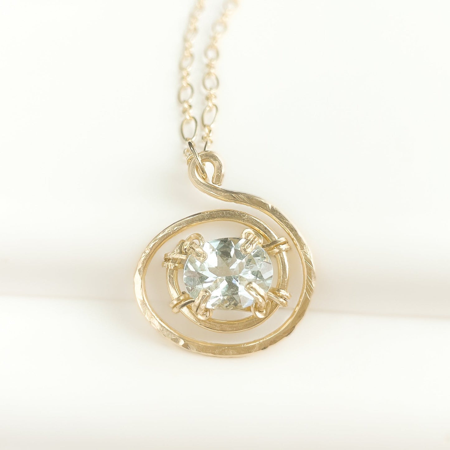 Aquamarine Swirl Pendant Necklace