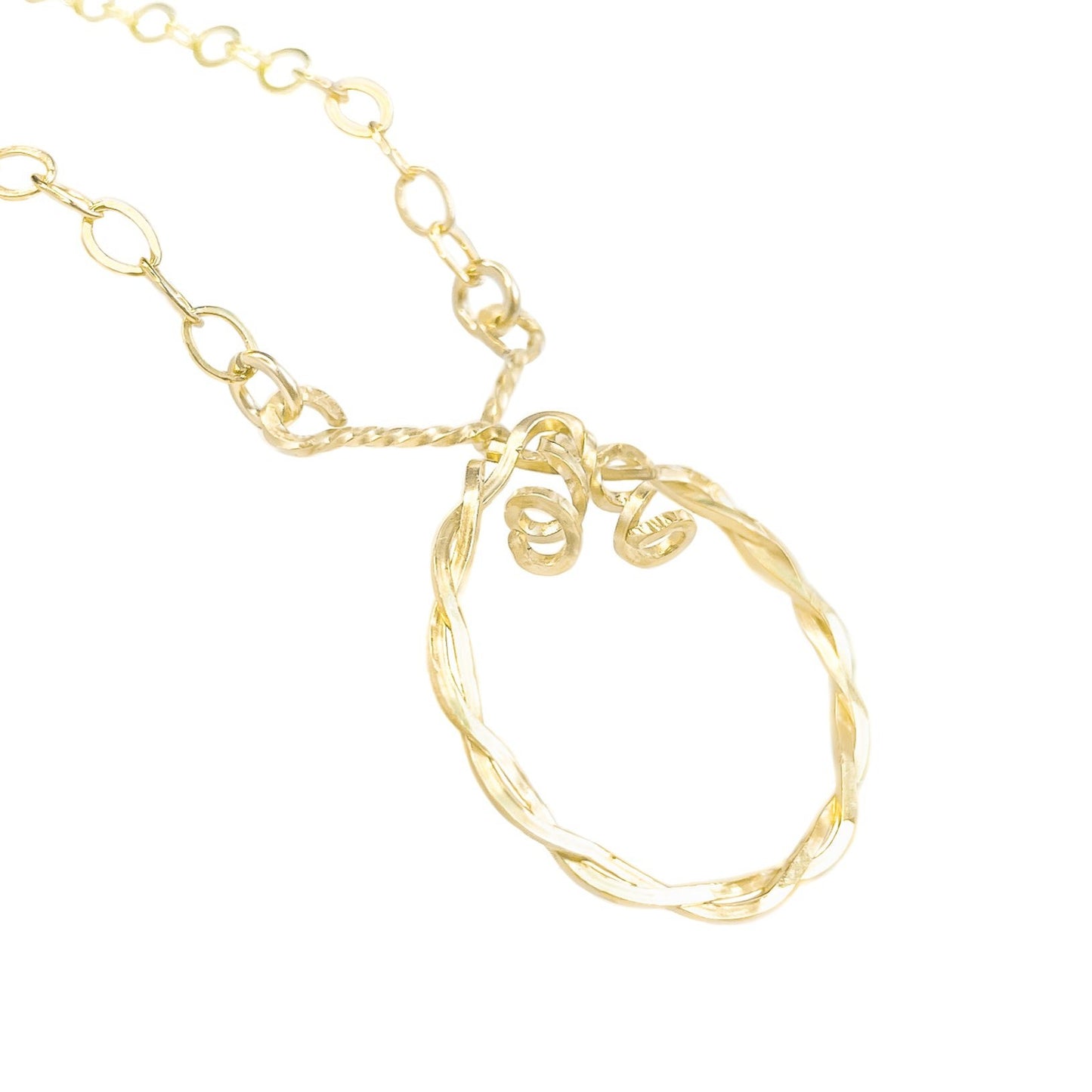 Gold Twisted Circle Necklace