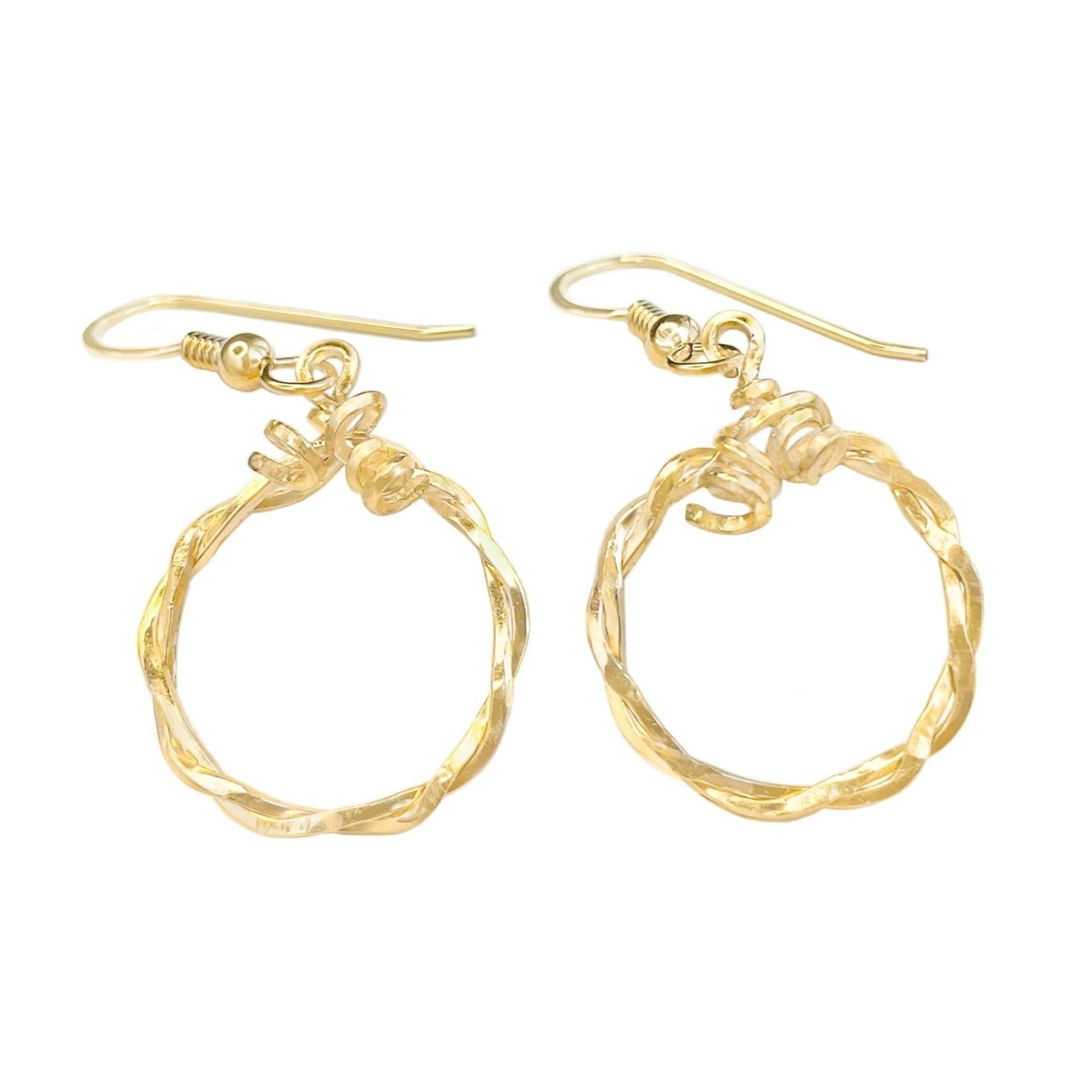 Gold Delicate Twisted Circle Earrings