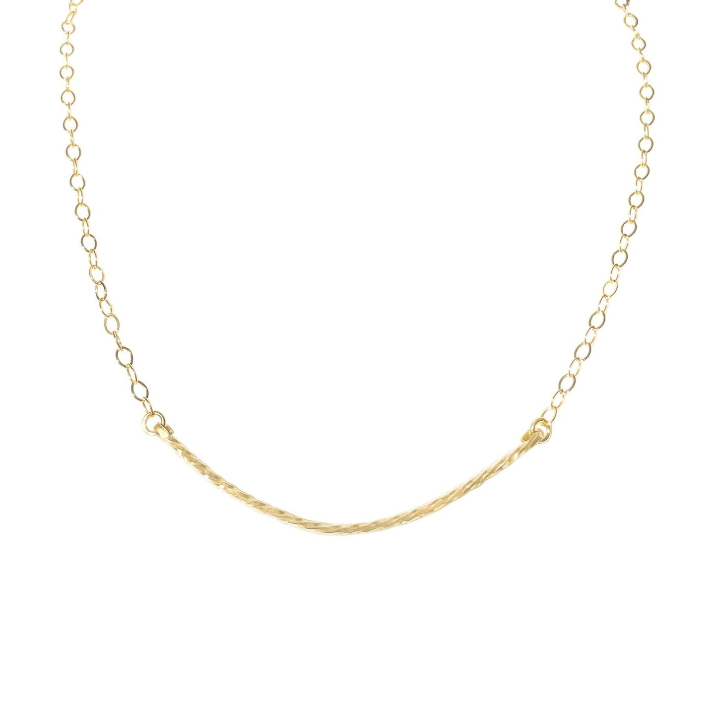 Gold Twisted Curved Bar Dainty Necklace