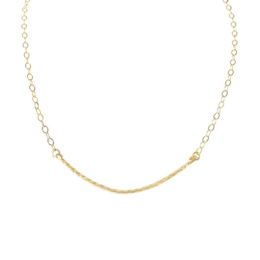 Gold Twisted Curved Bar Dainty Necklace