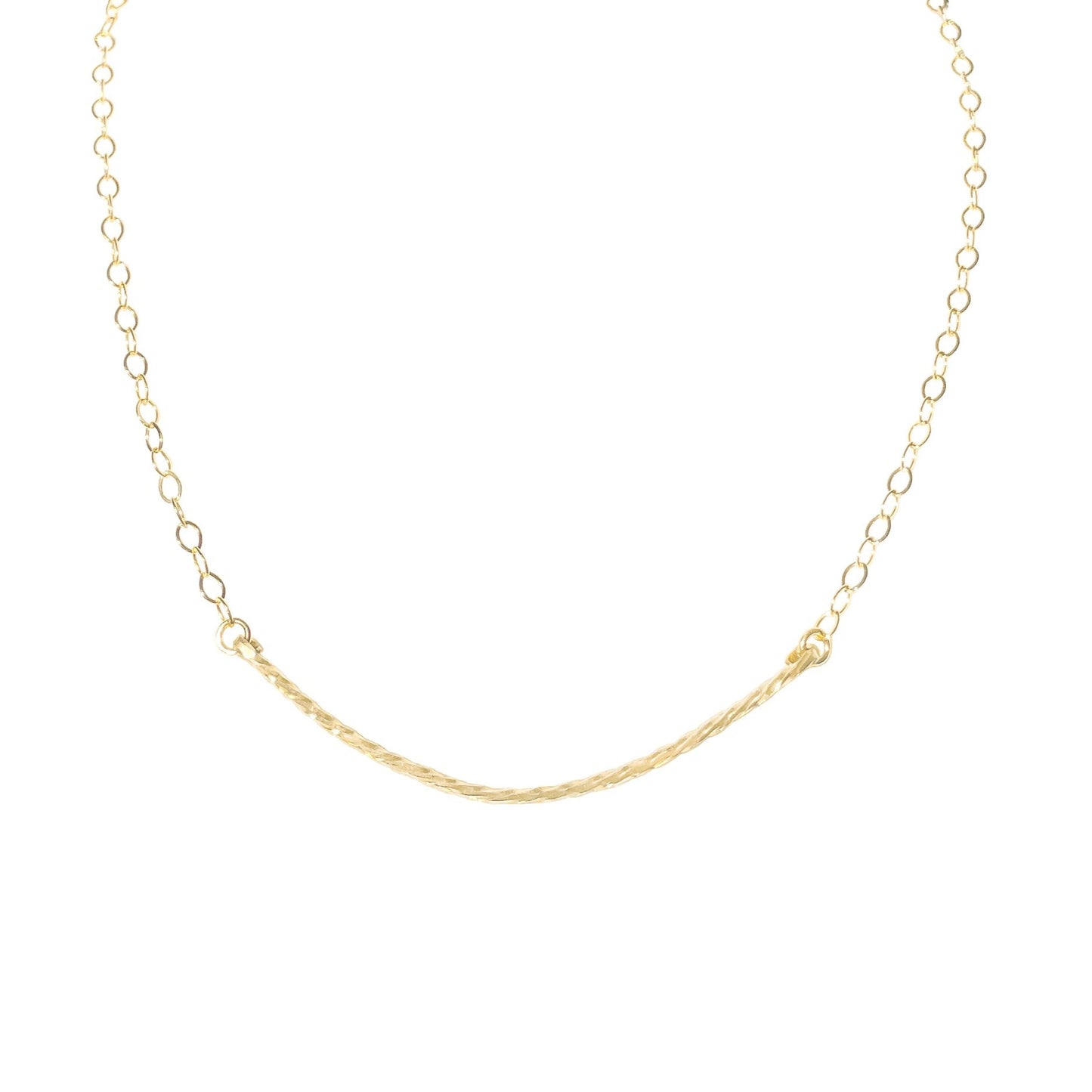 Gold Twisted Curved Bar Dainty Necklace