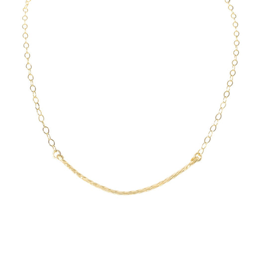 Gold Twisted Curved Bar Dainty Necklace