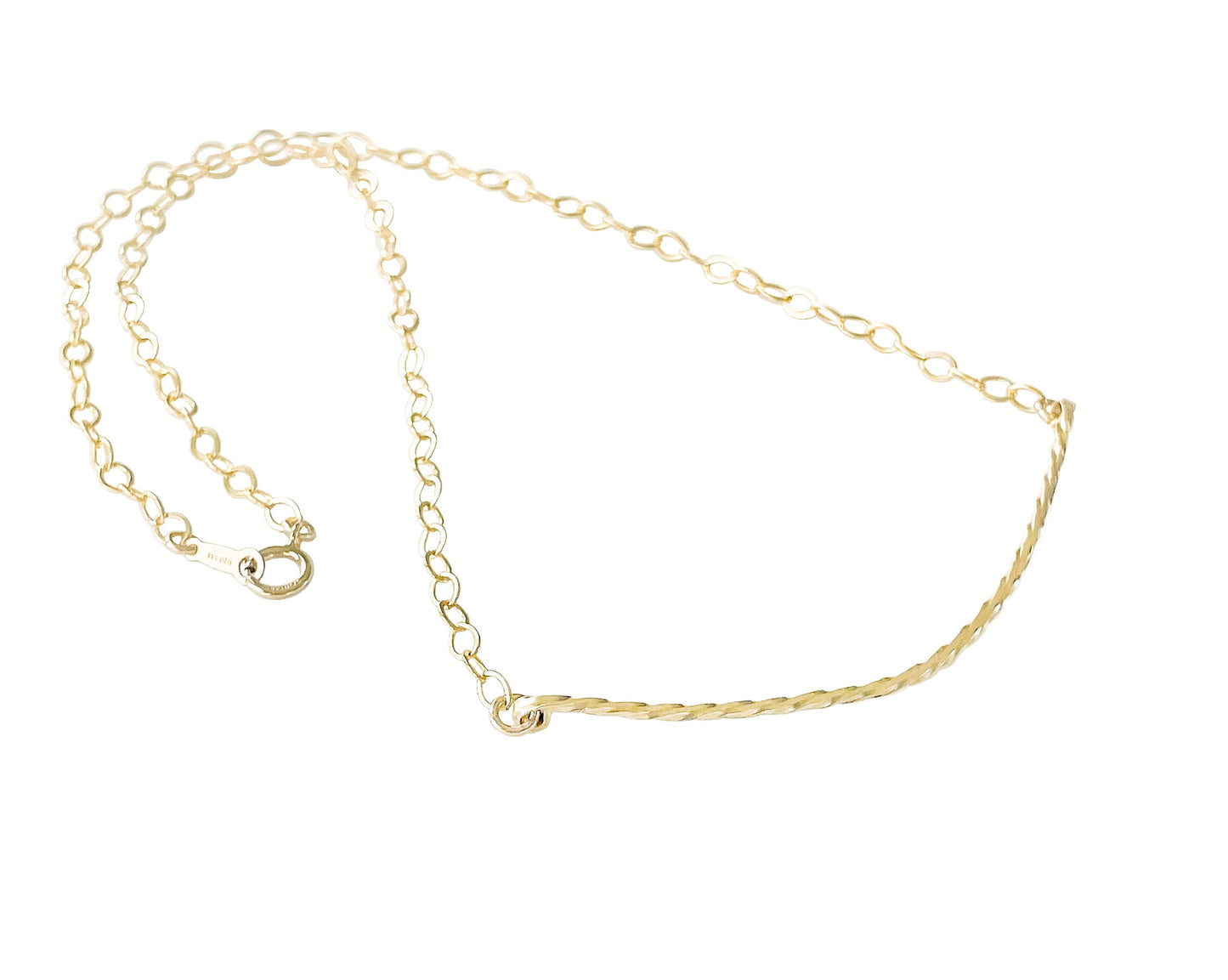 Gold Twisted Curved Bar Dainty Necklace