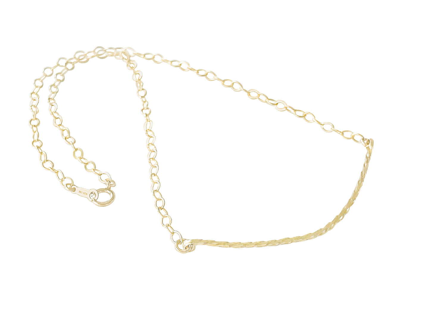 Gold Twisted Curved Bar Dainty Necklace