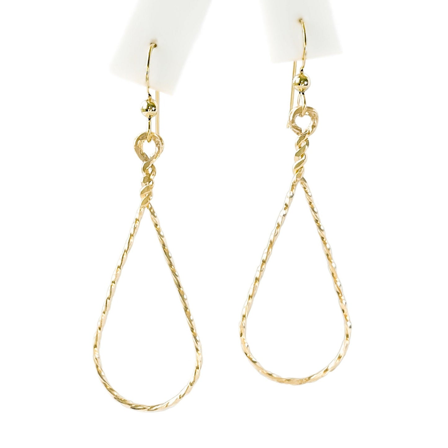 Gold Teardrop Twisted Wire Earrings