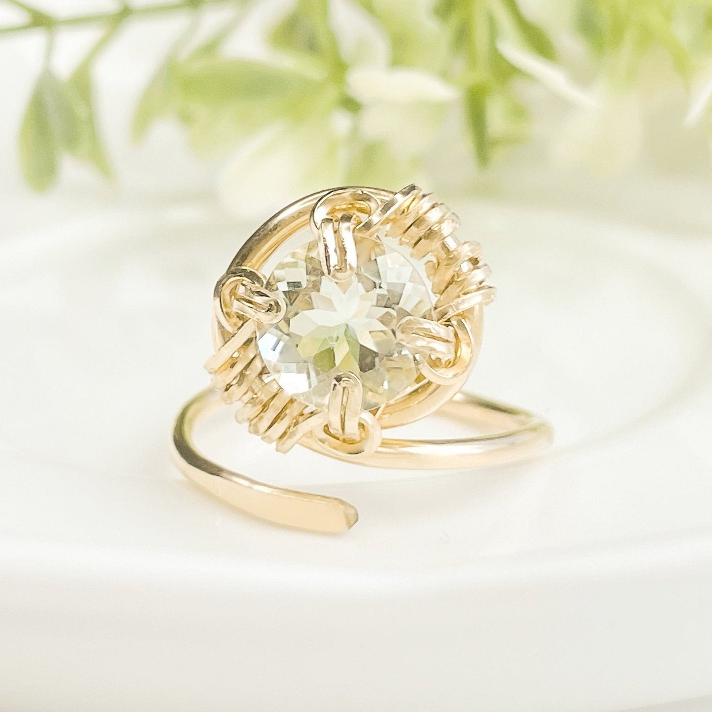 Green Amethyst Swirl Ring