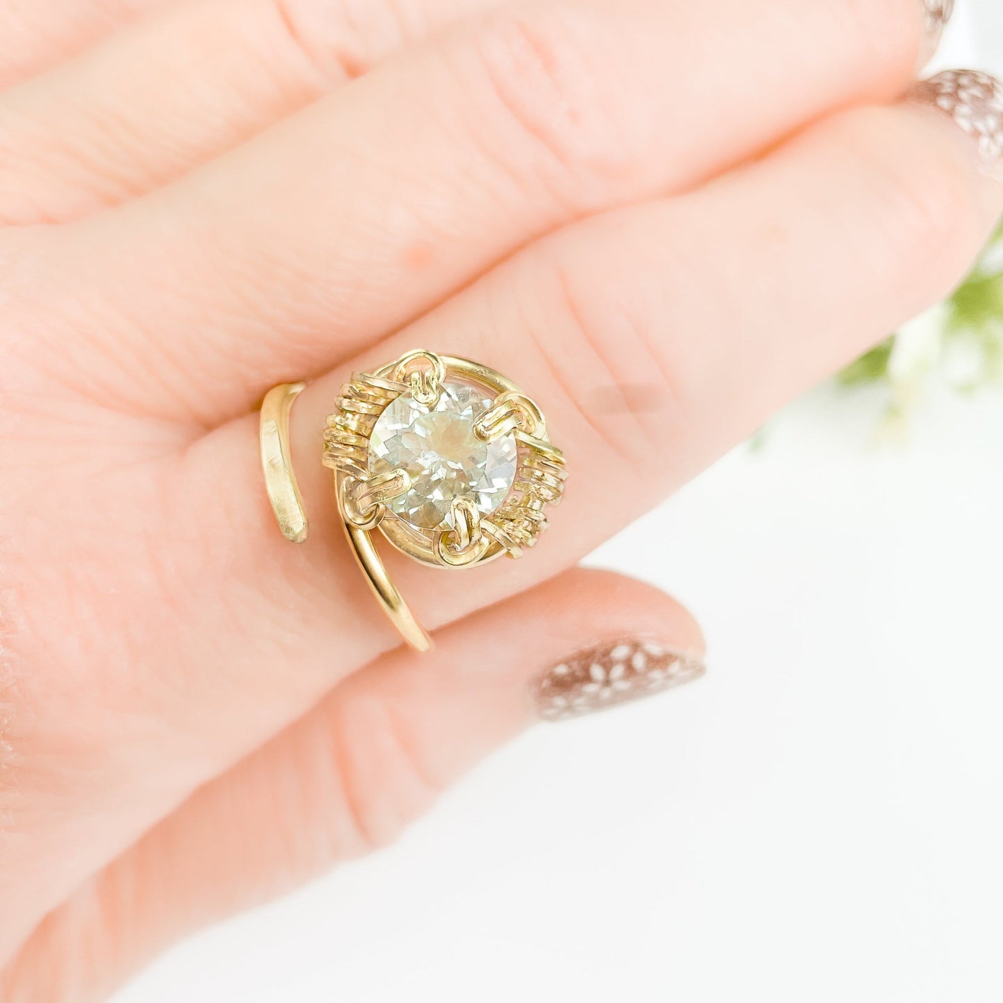 Green Amethyst Swirl Ring