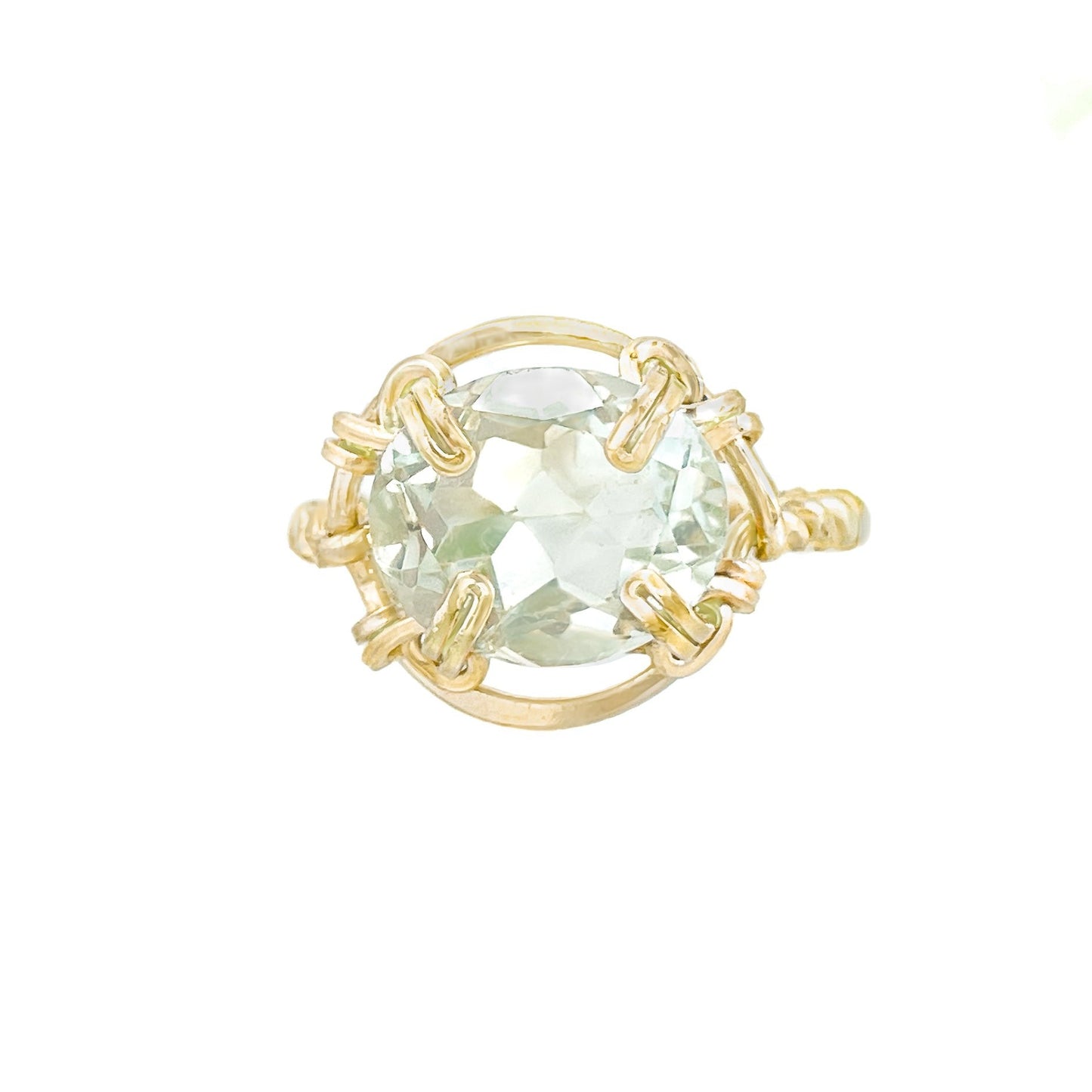 Green Amethyst Twisted Band Ring