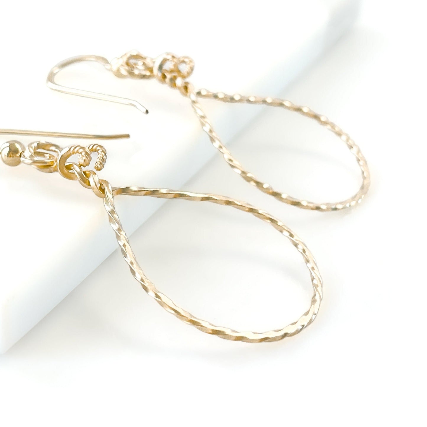 Gold Petite Teardrop Twisted Wire Earrings