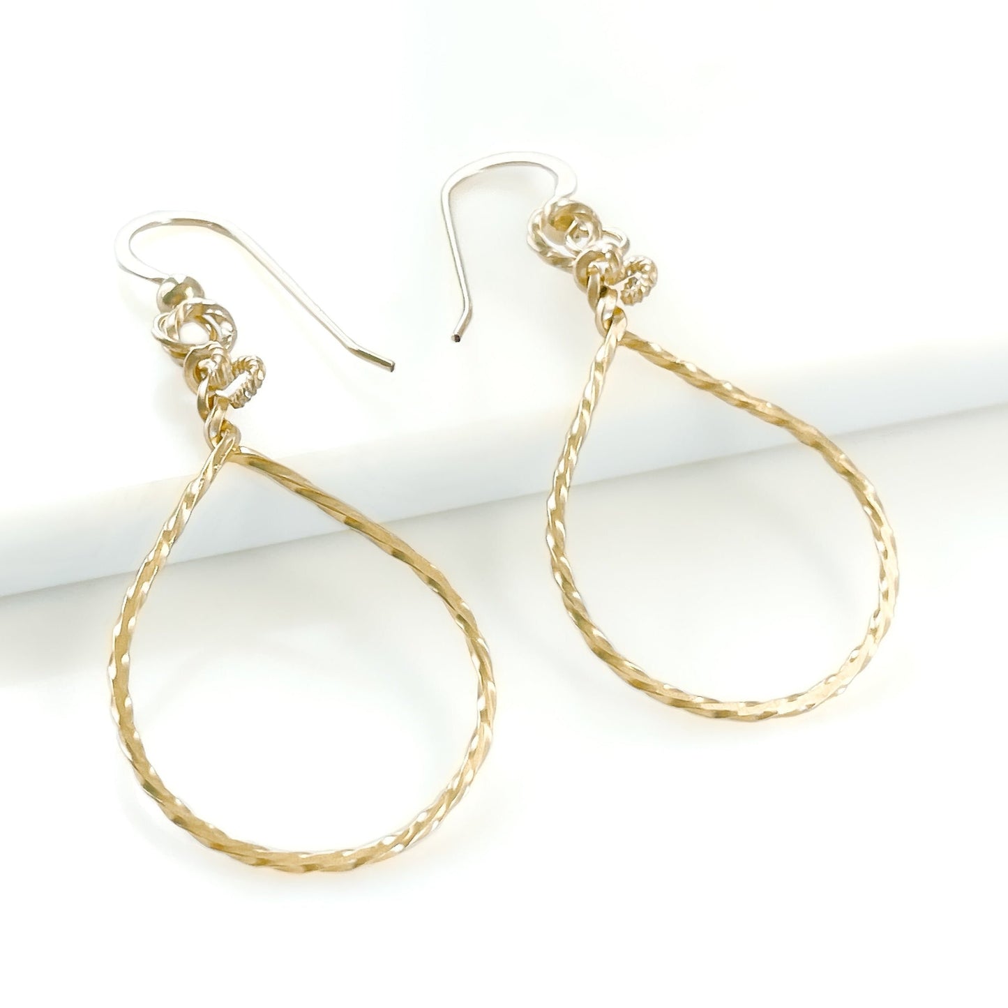 Gold Petite Teardrop Twisted Wire Earrings