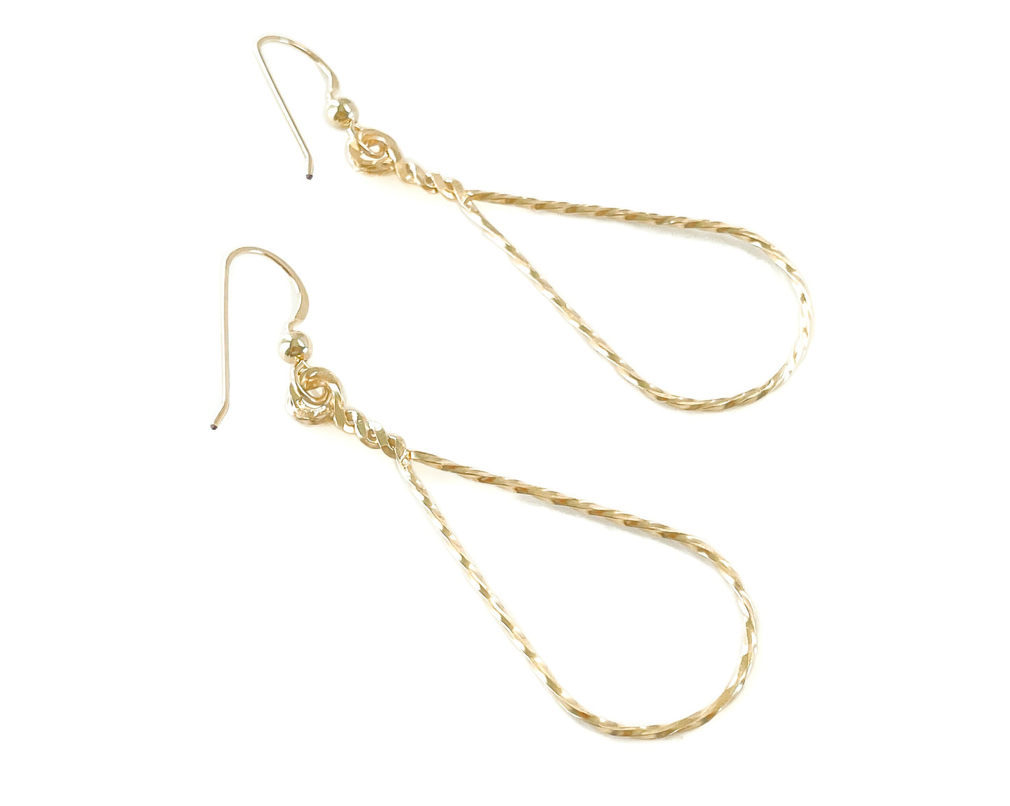 Gold Teardrop Twisted Wire Earrings