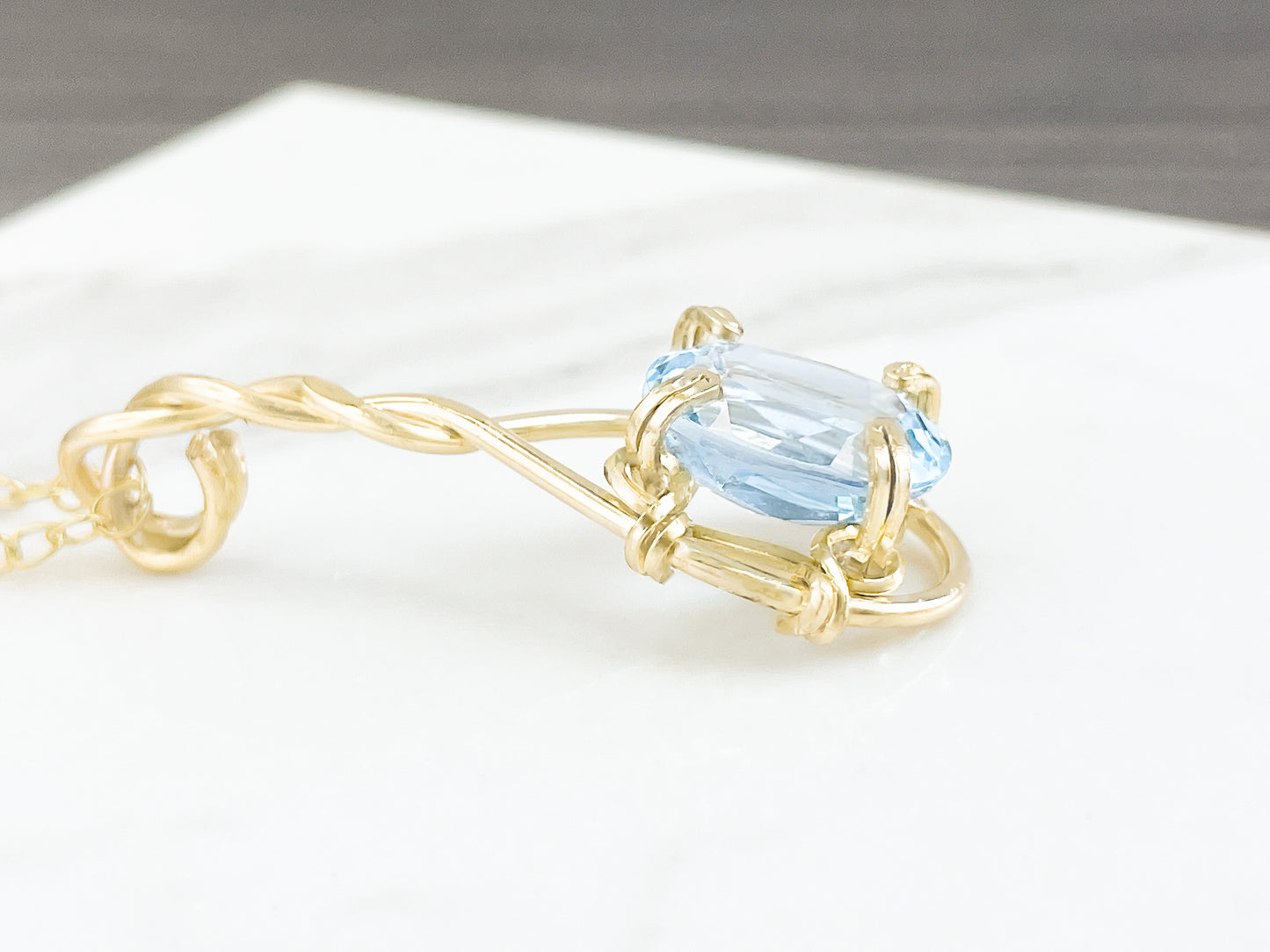 Sky Blue Topaz Pendant Necklace