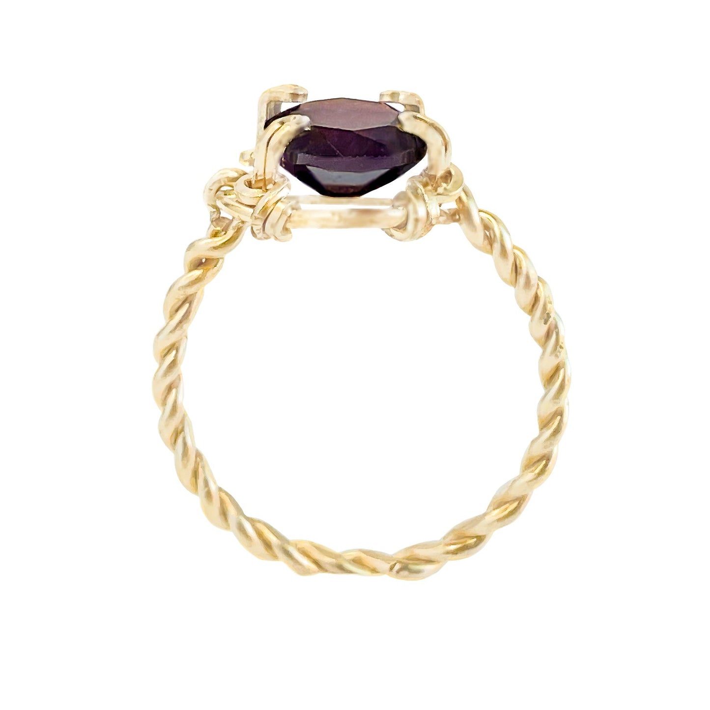 Garnet Twisted Band Ring