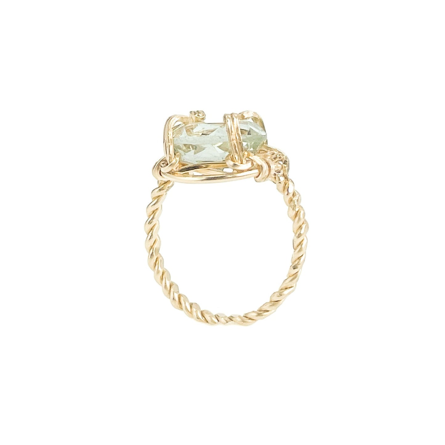 Green Amethyst Twisted Band Ring