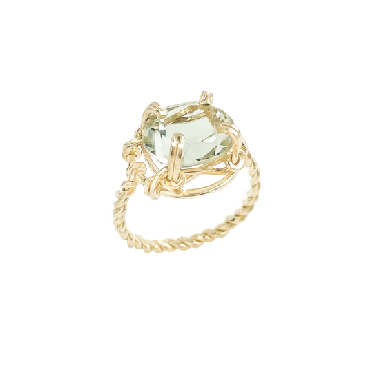 Green Amethyst Twisted Band Ring