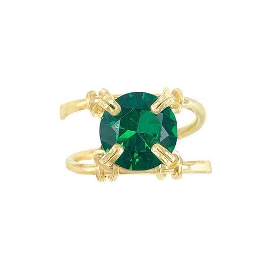 Emerald Double Banded Ring