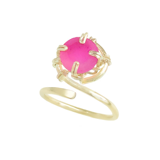 Pink Chalcedony Swirl Ring