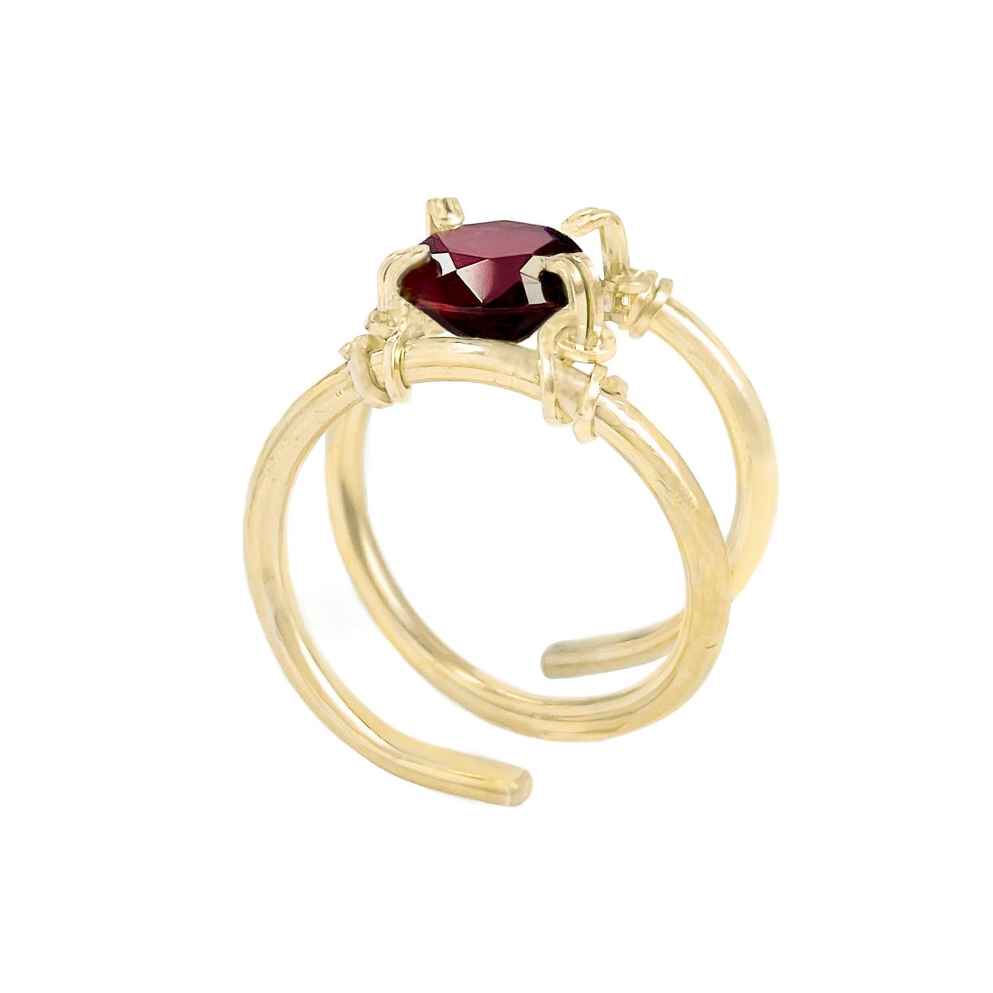 Garnet Double Banded Ring - Simulated