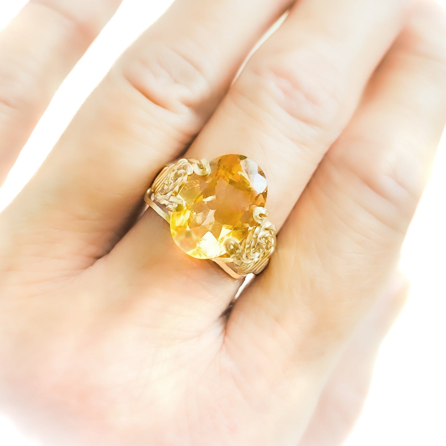 Citrine Double Swirl Ring