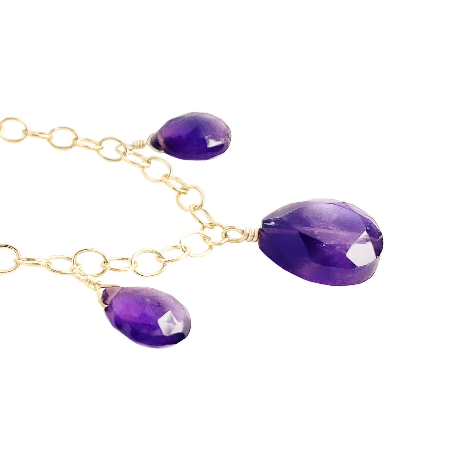 Amethyst Three Drop Necklace