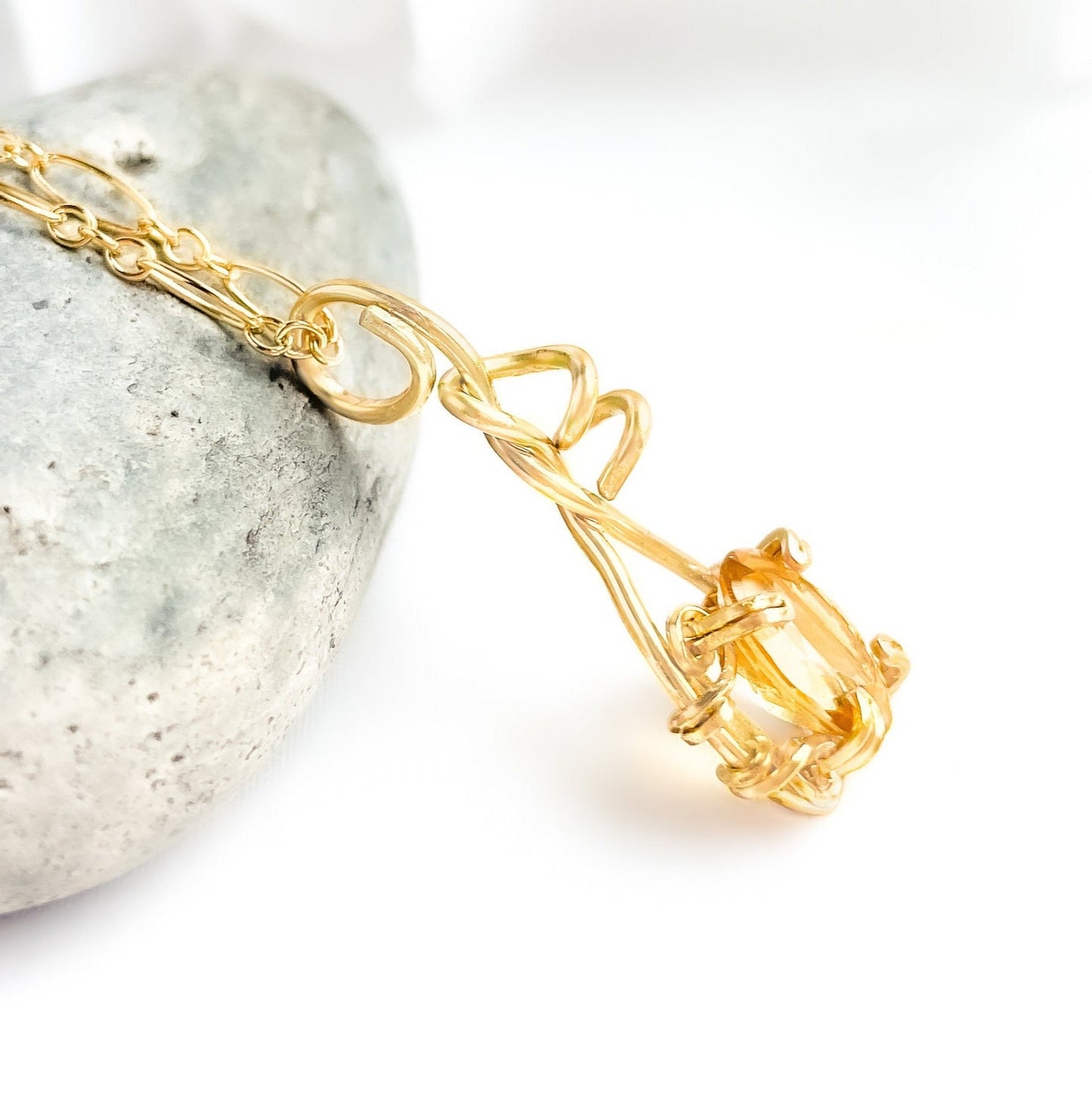 Citrine Swirl Pendant Necklace