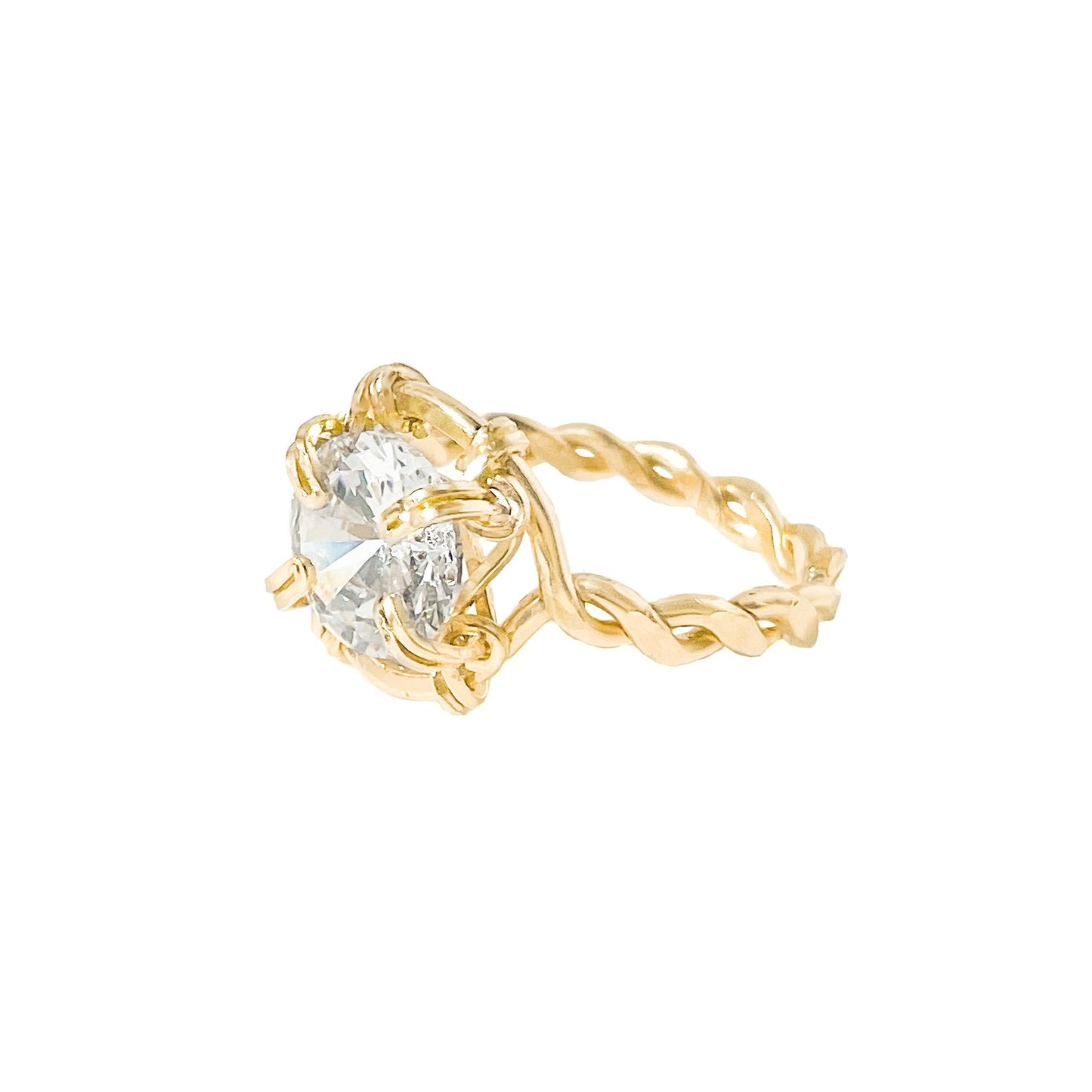 Cubic Zirconia Twisted Band Ring