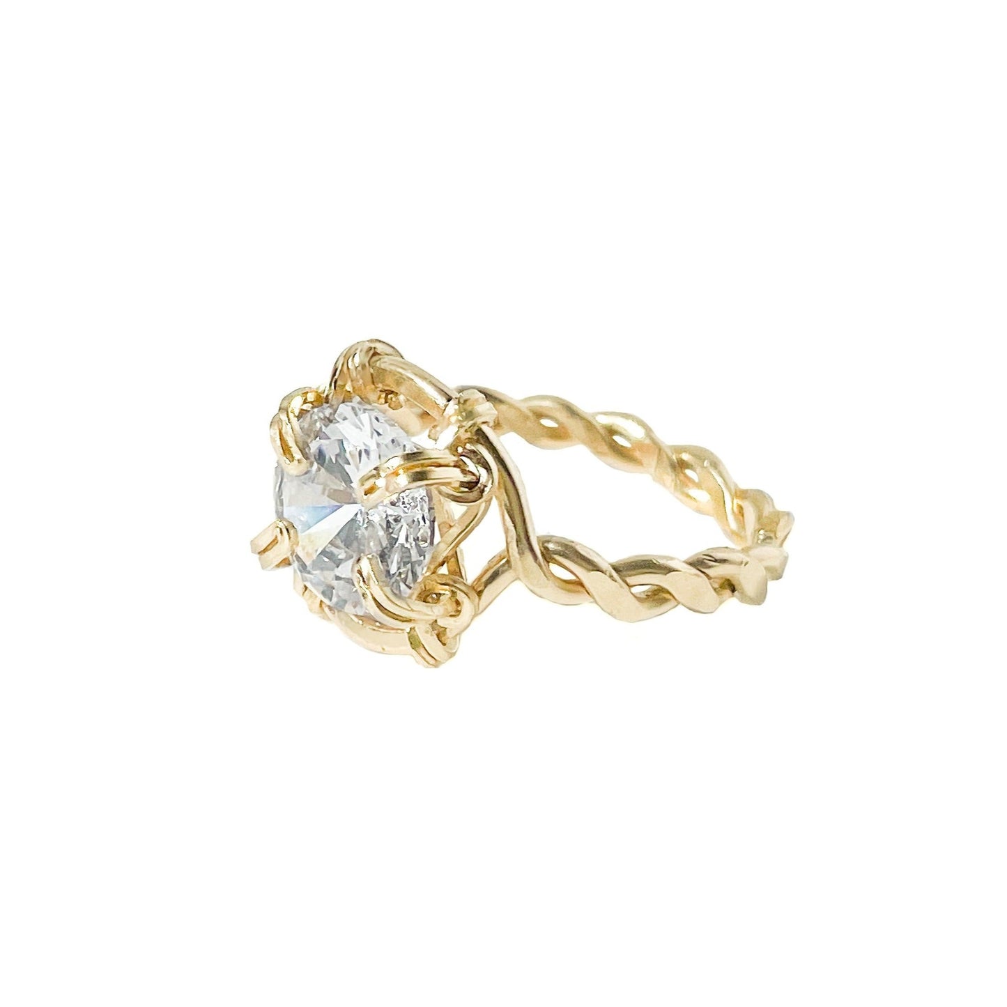 Cubic Zirconia Twisted Band Ring