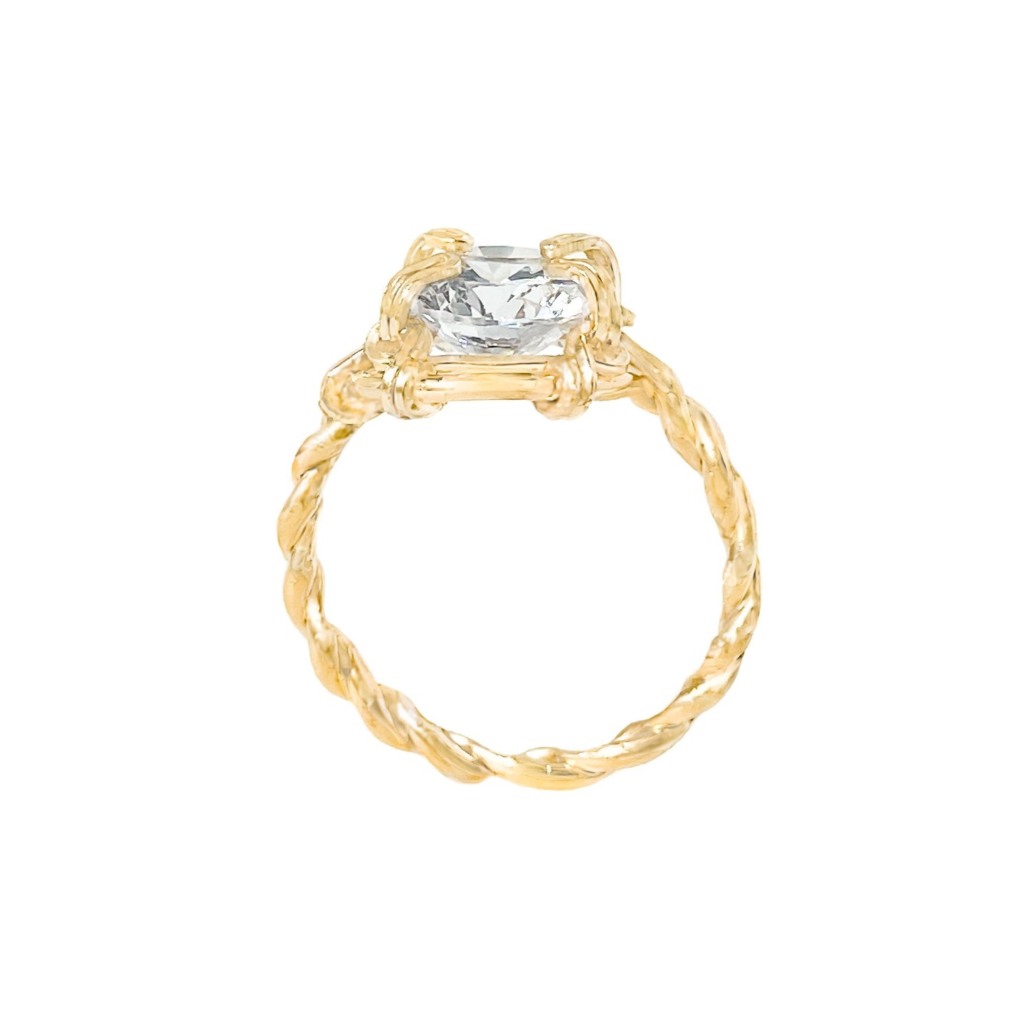 Cubic Zirconia Twisted Band Ring