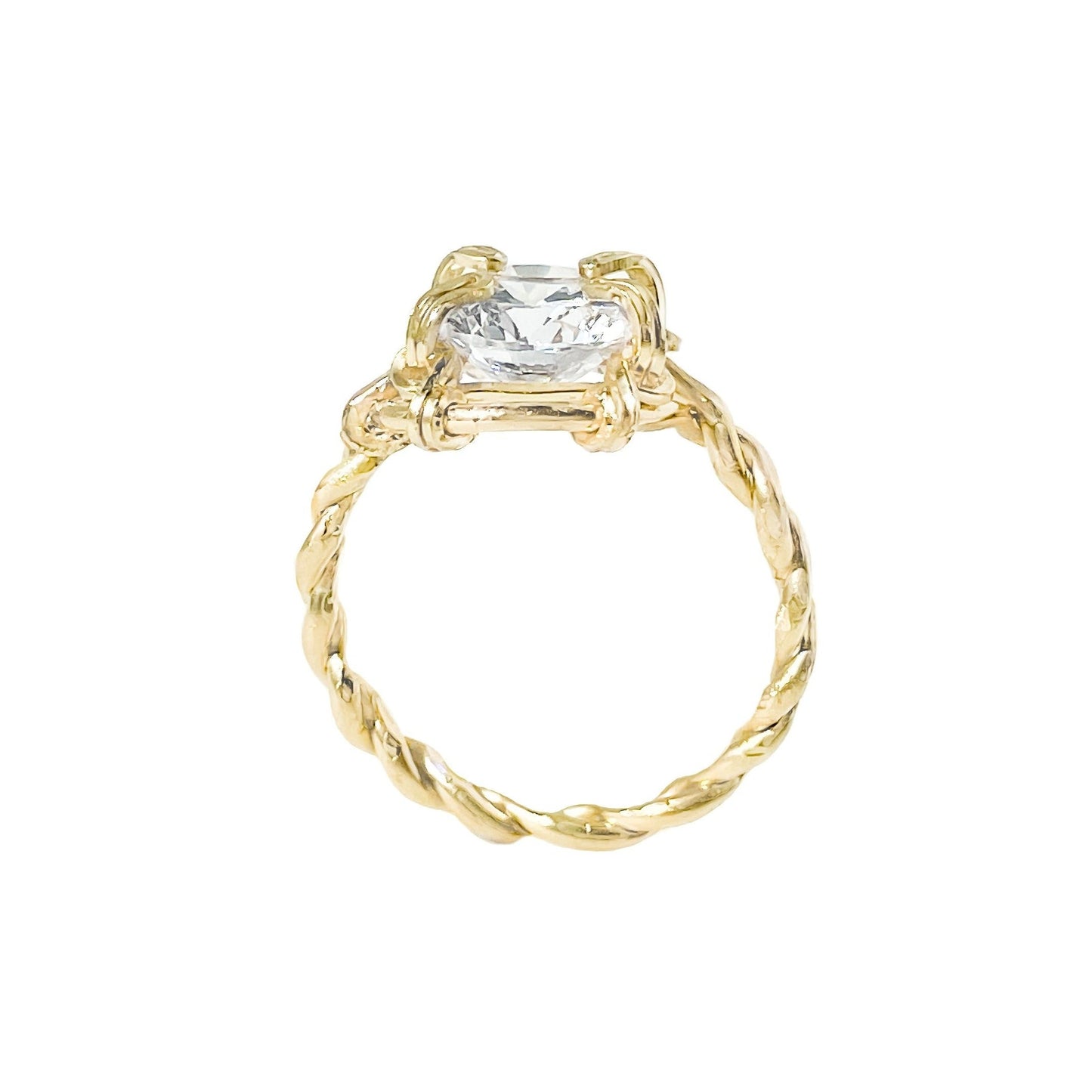 Cubic Zirconia Twisted Band Ring