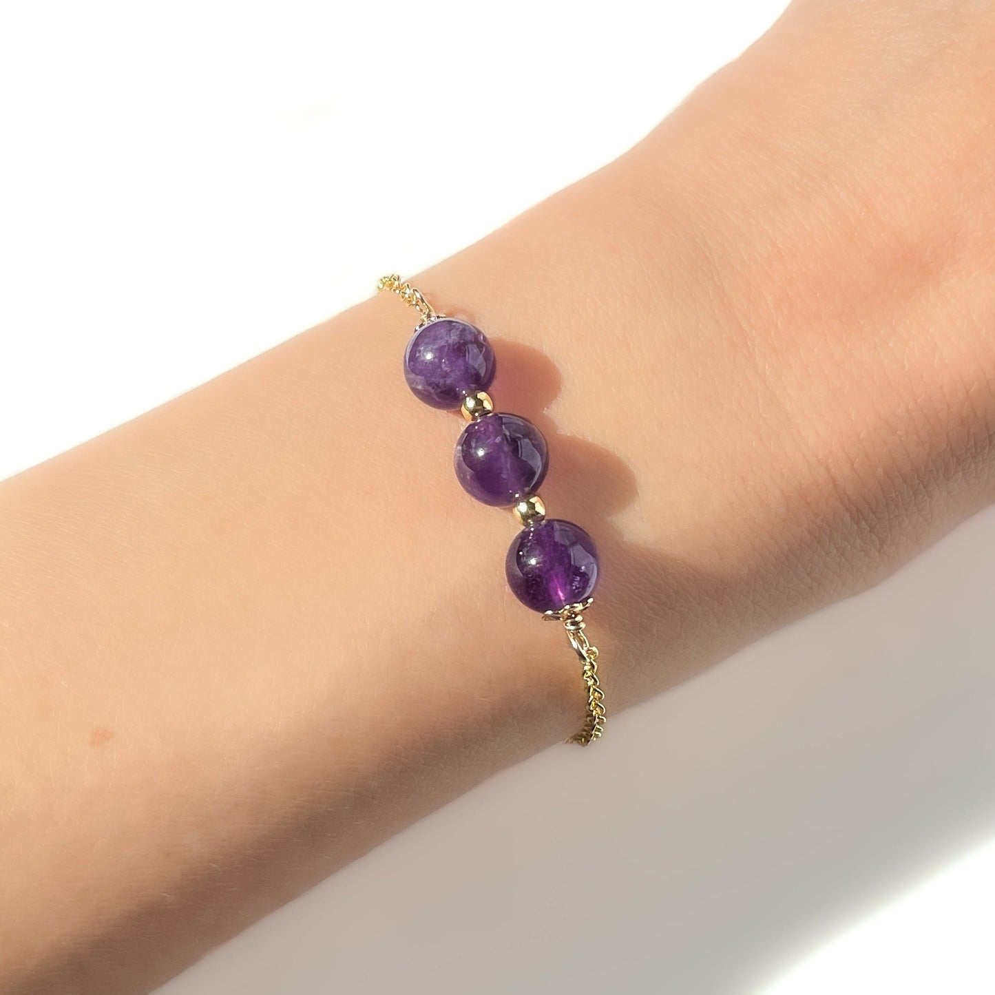 Purple Amethyst Beaded Column Bracelet