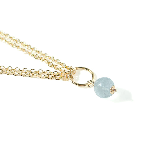 Aquamarine Bead Double Chain Bracelet