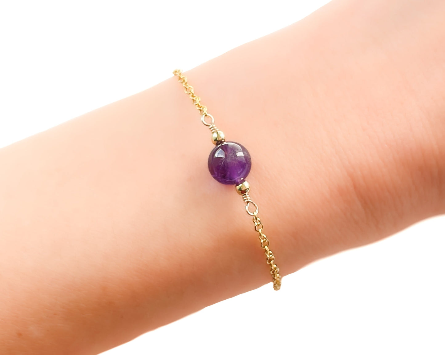 Amethyst Bead Dainty Bracelet