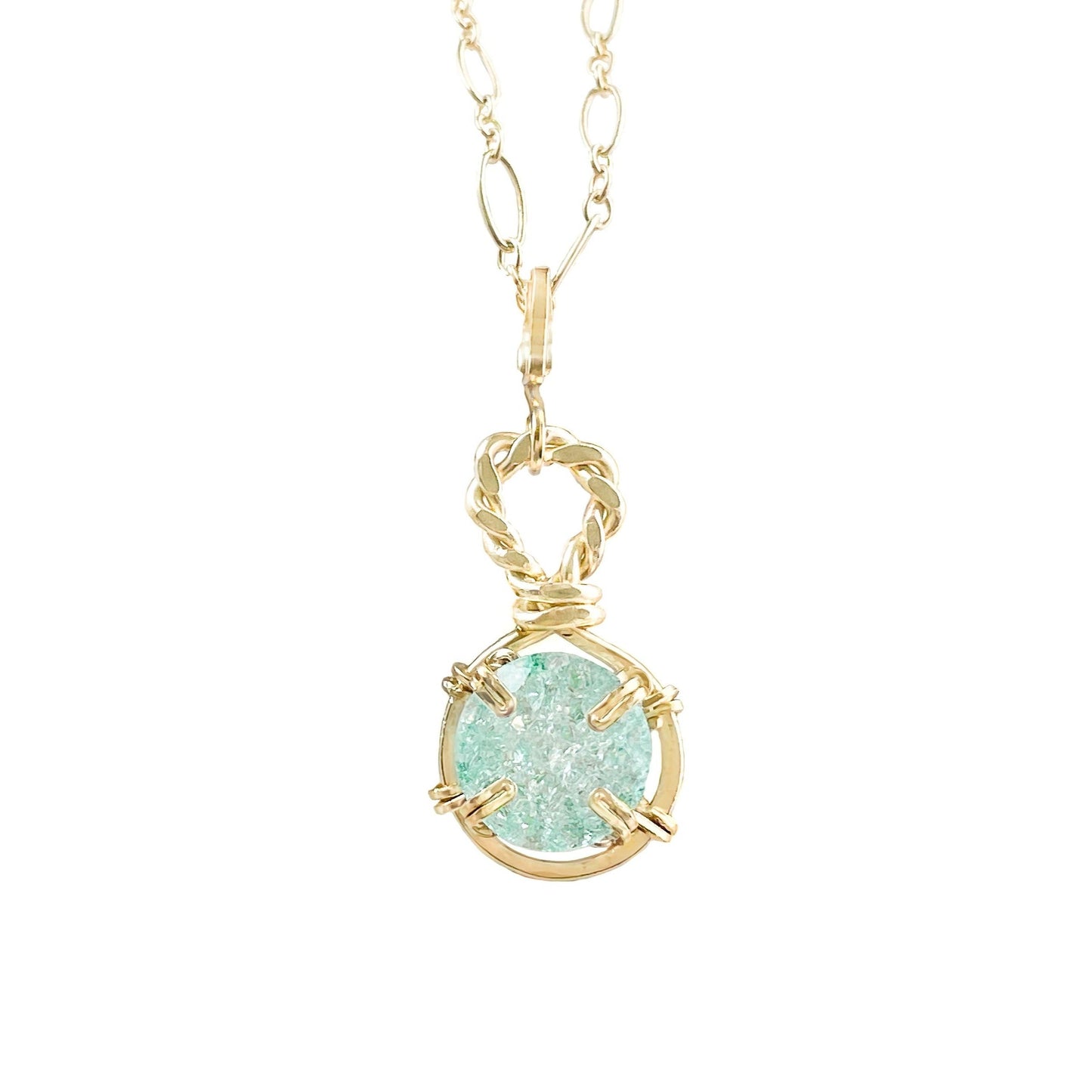 Paraiba Crackle Quartz Pendant Necklace