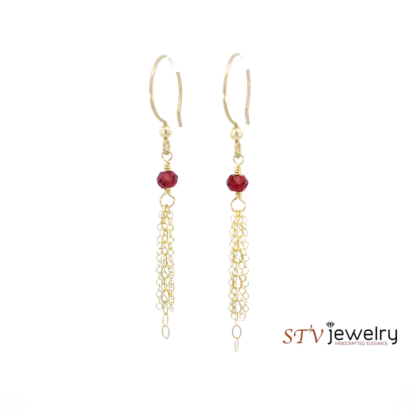 Garnet Fringe Earrings