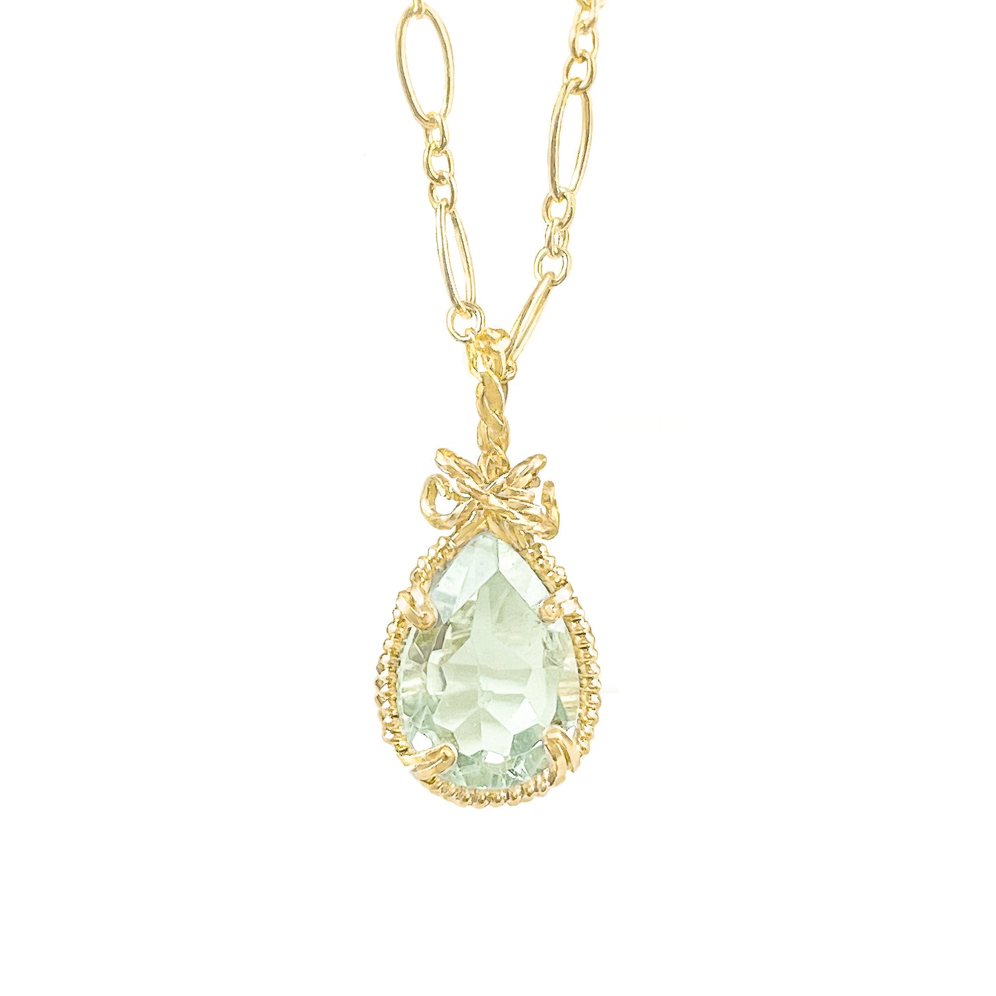 Green Amethyst Twisted Bail Necklace