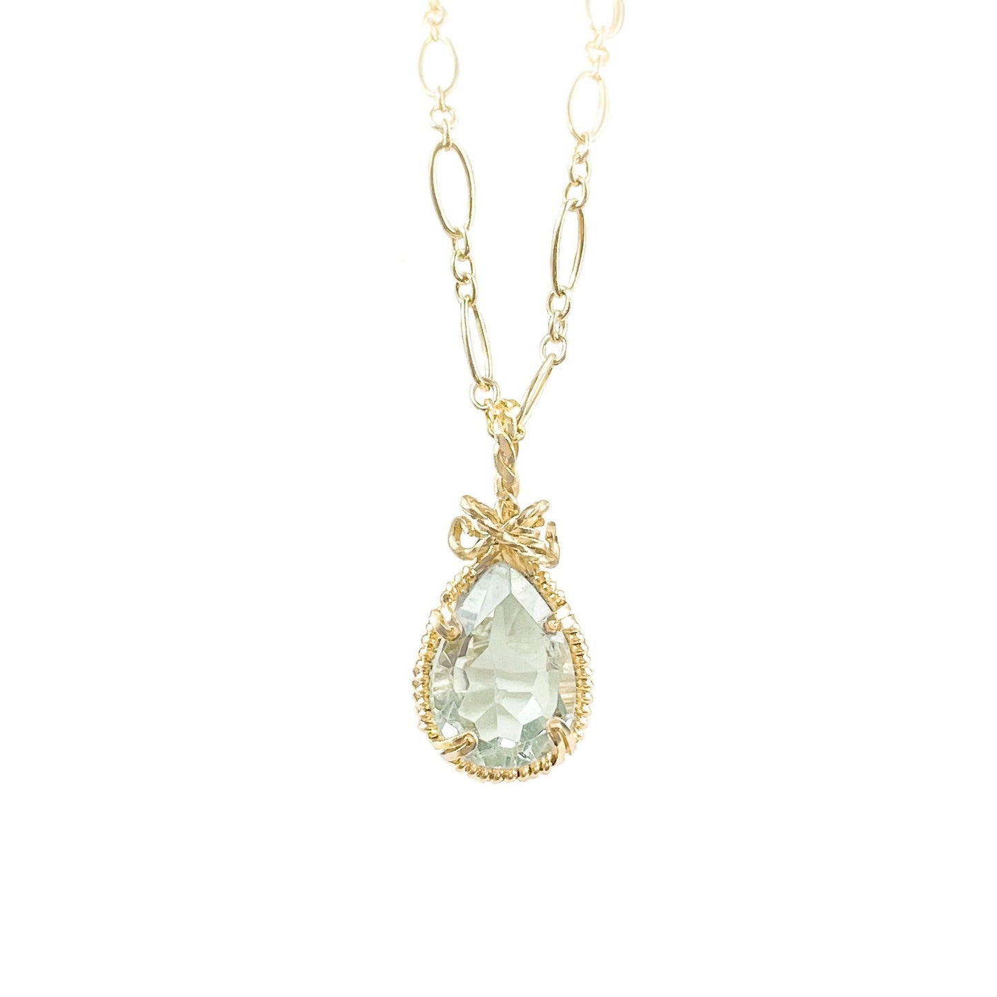 Green Amethyst Twisted Bail Necklace