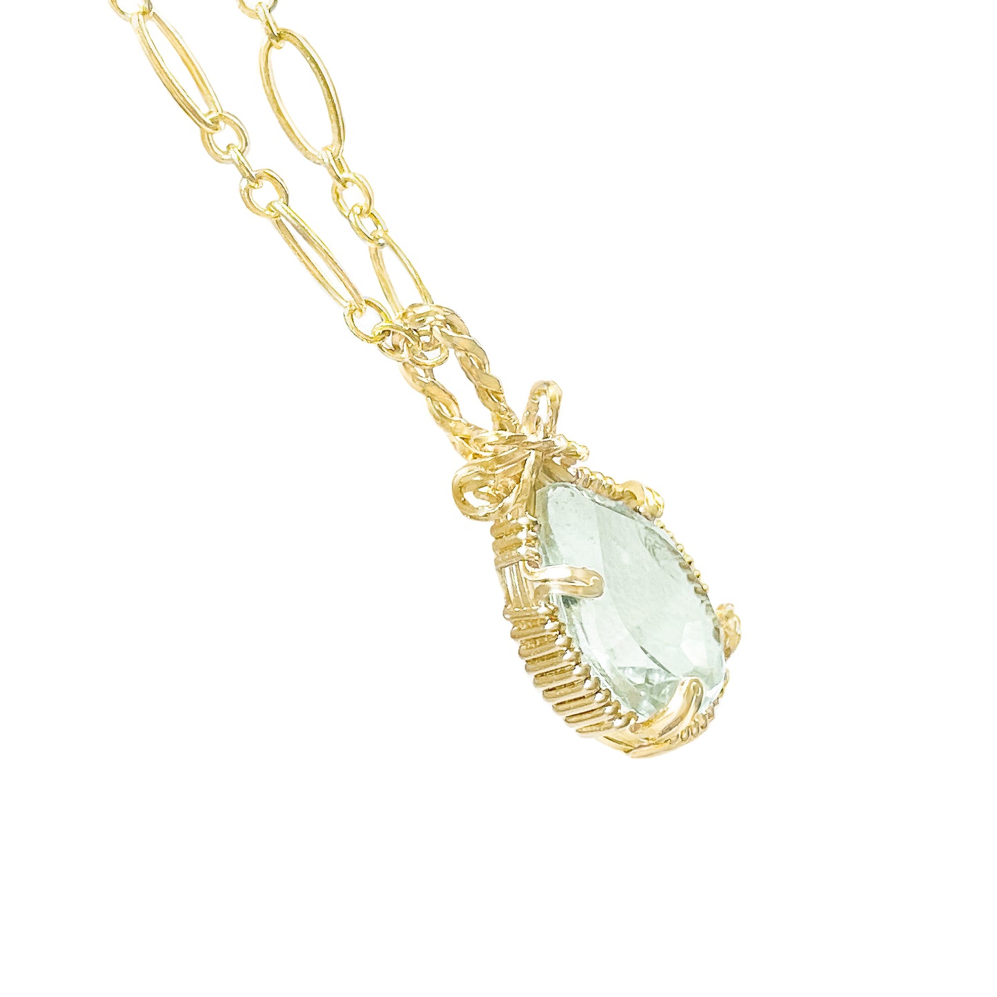 Green Amethyst Twisted Bail Necklace