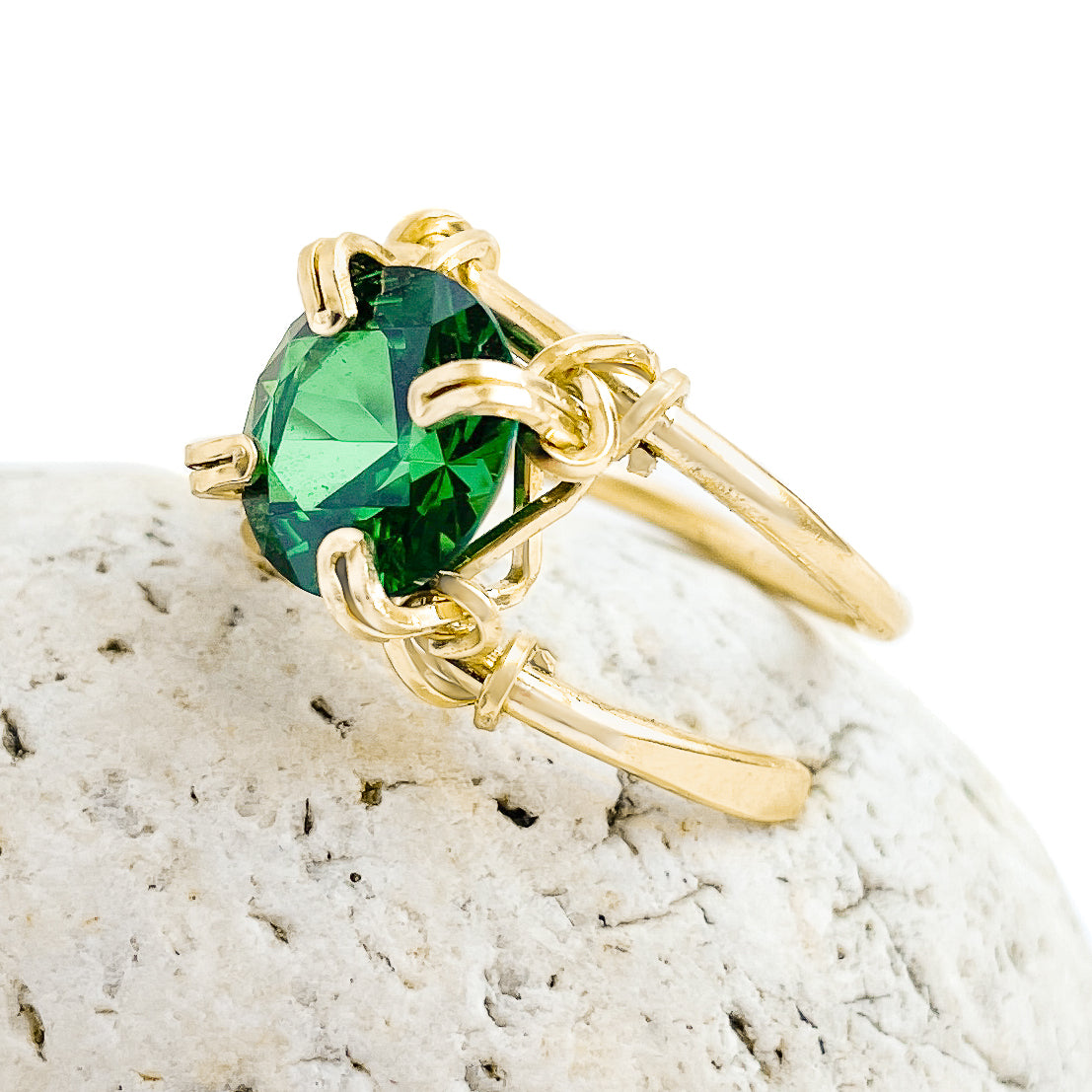 Emerald Double Banded Ring