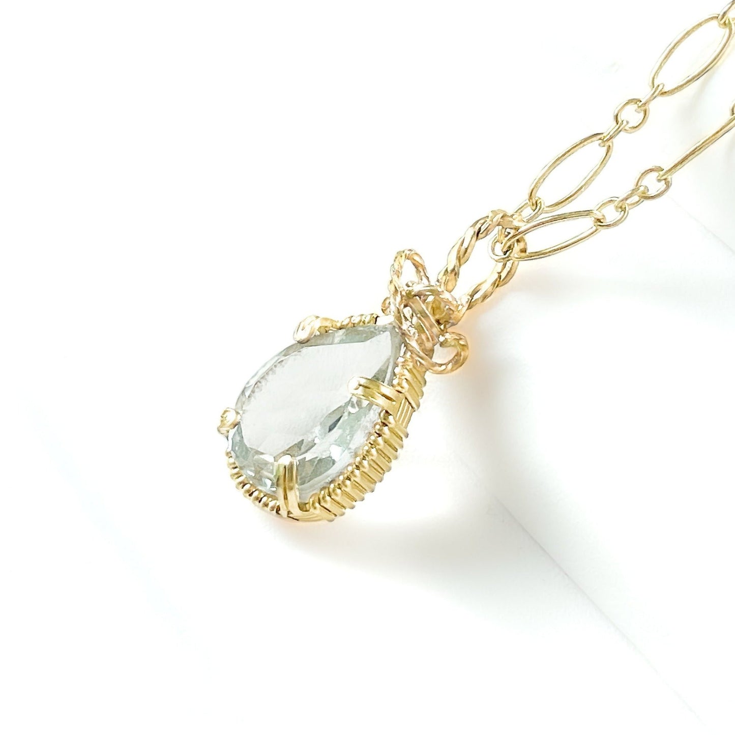 Green Amethyst Twisted Bail Necklace