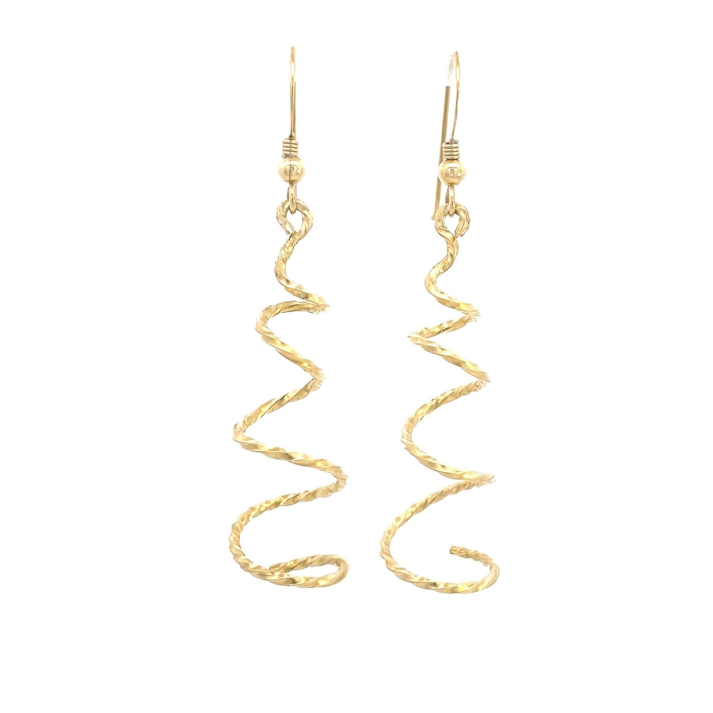 Gold Long Swirl Earrings