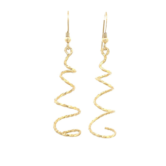 Gold Long Swirl Earrings