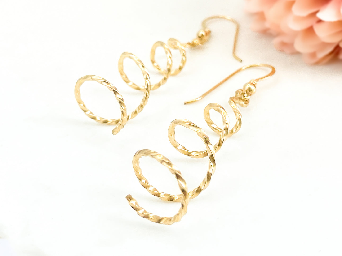 Gold Long Swirl Earrings