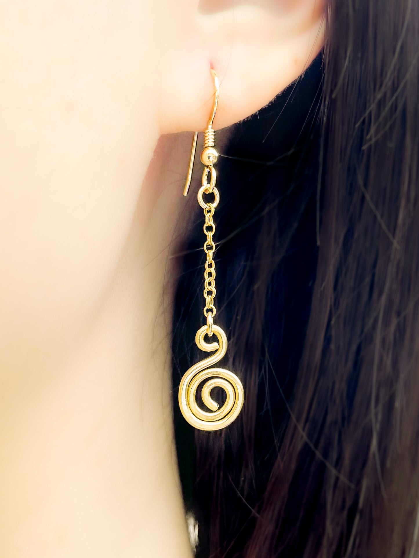 Gold Tiny Swirl Dangle Earrings