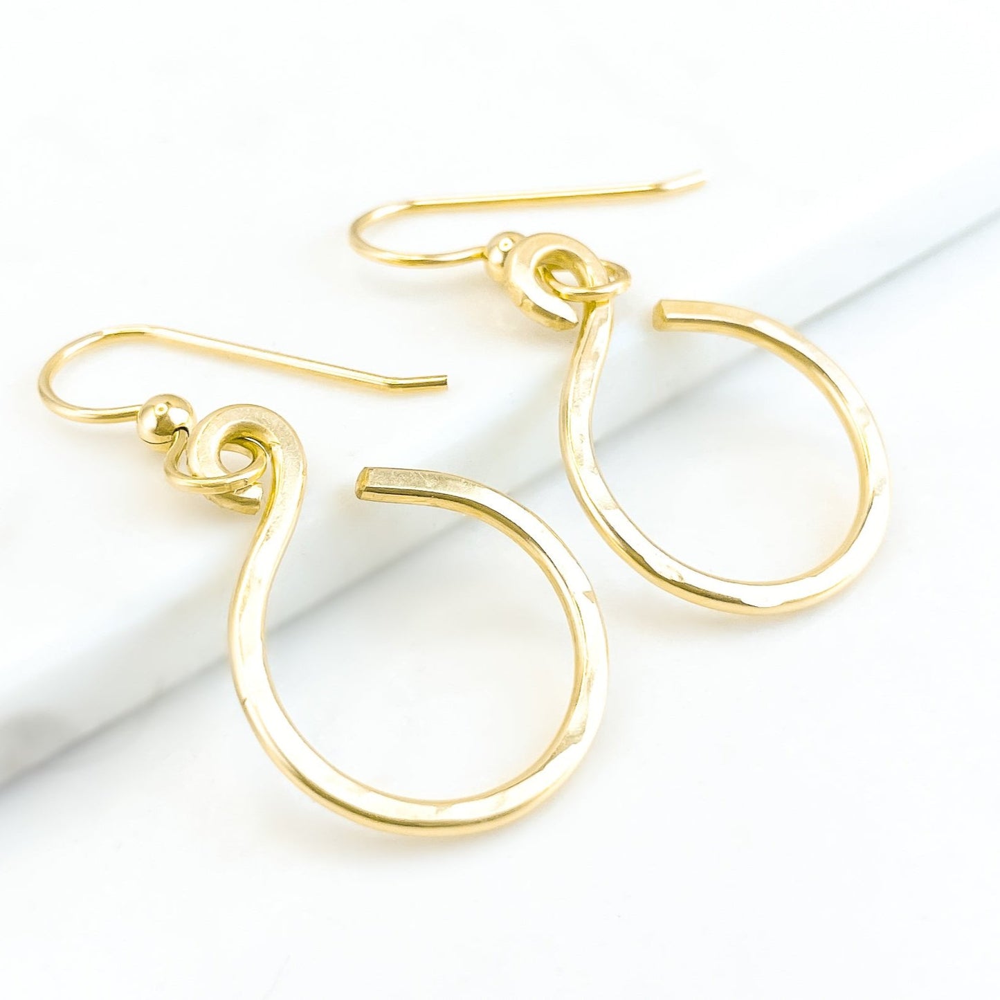 Gold Simple Classic Hammered Earrings